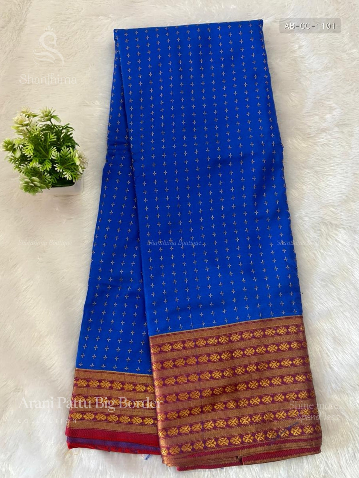 Arani Pattu Big Border Checks Chakra Blue Red