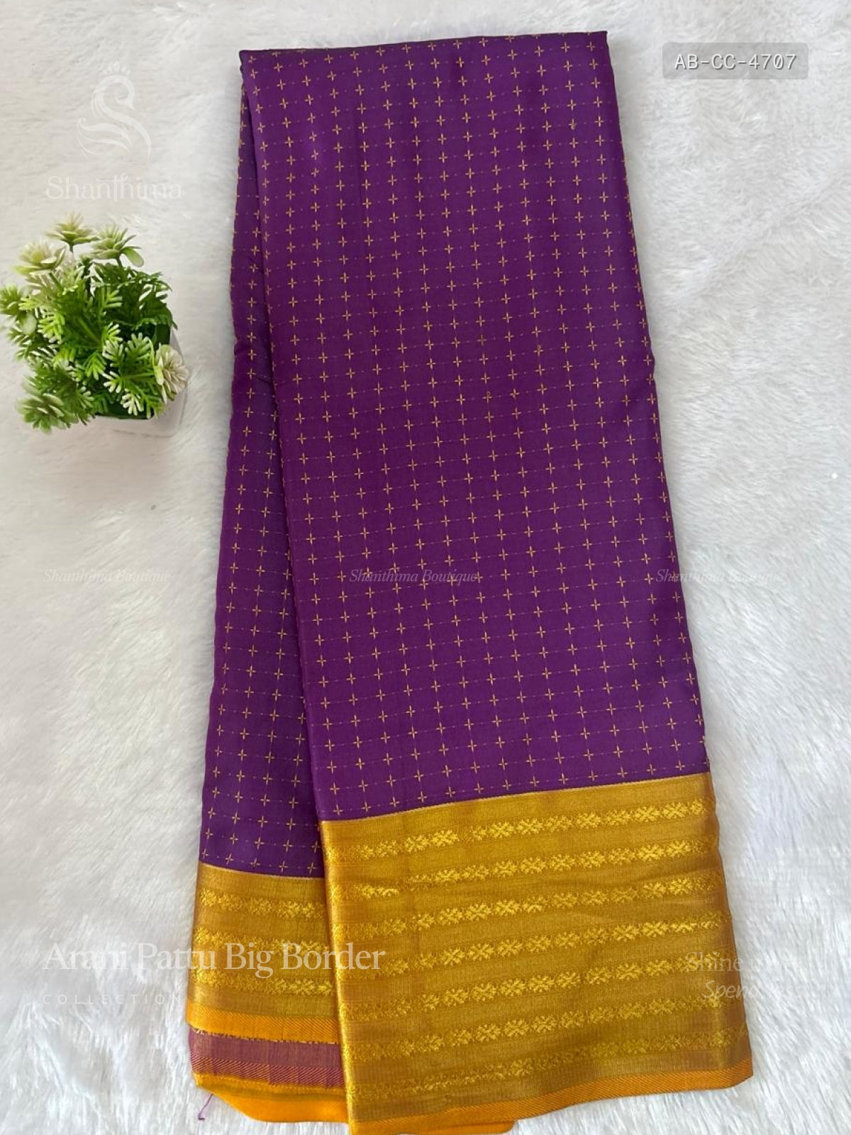 Arani Pattu Big Border Checks Chakra Magenta Gold