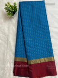 Arani Pattu Small Border Checks Plain Border Rama Blue Maroon