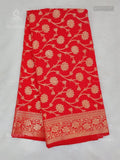 Banarasi Silk Flowers Flower Red Gold