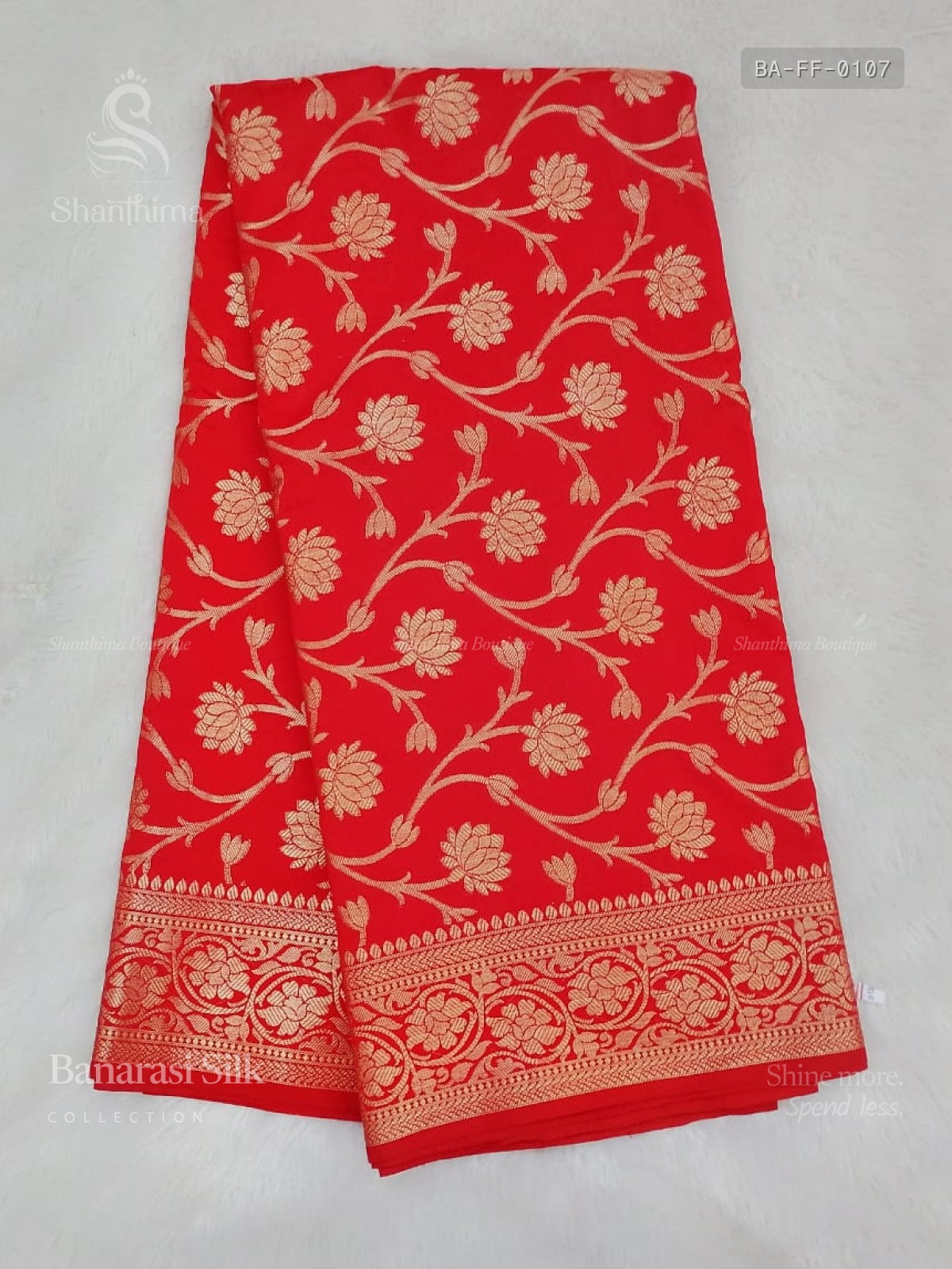 Banarasi Silk Flowers Flower Red Gold