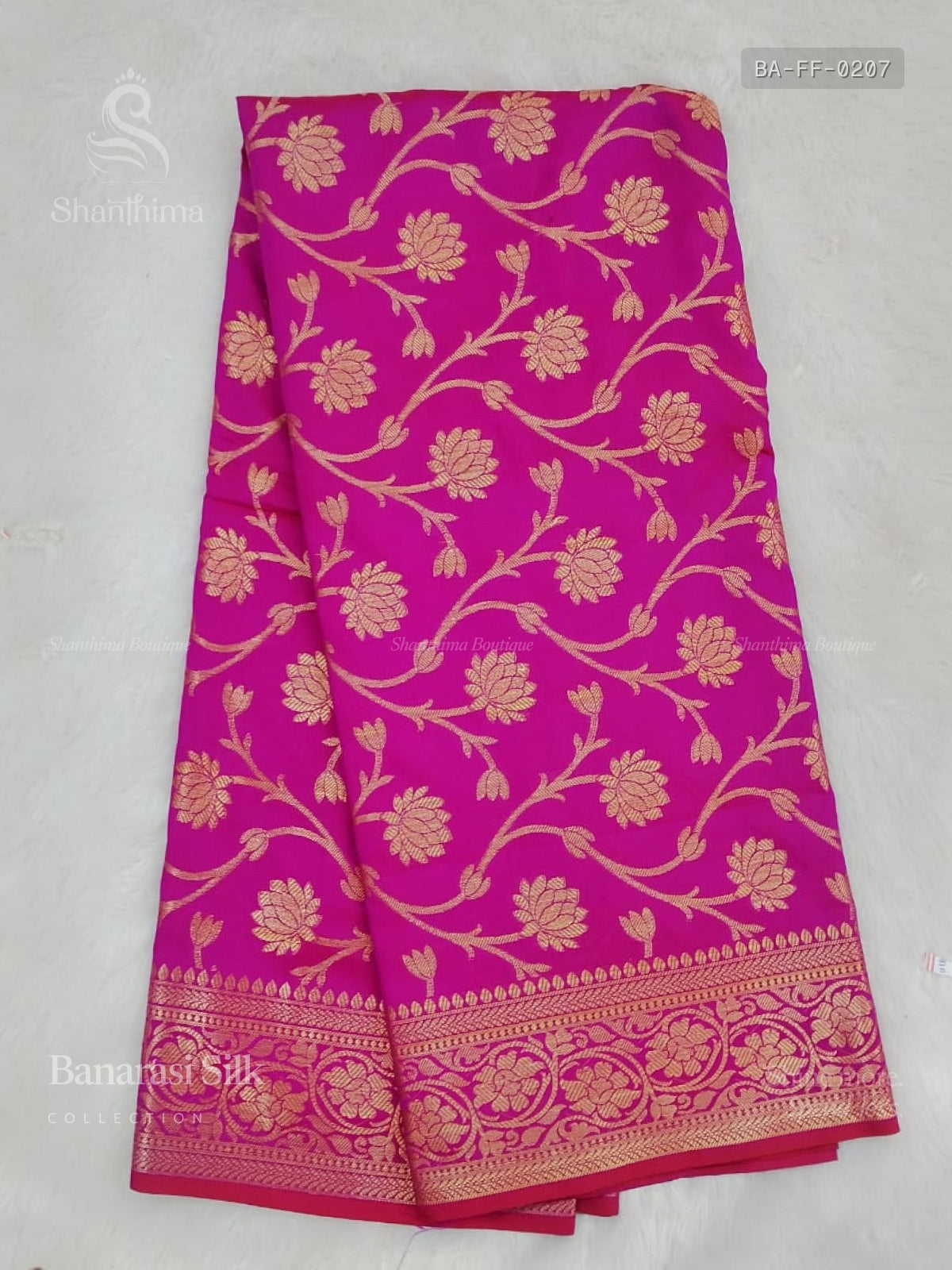 Banarasi Silk Flowers Flower Pink Gold