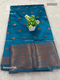 Banarasi Silk Flowers Flower  Sky Blue Copper Color