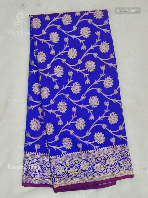 Banarasi Silk Flowers Flower Dual Shade Blue Gold