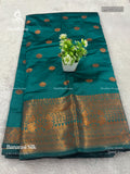 Banarasi Silk Flowers Flower  Peacock Green Copper Color