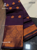 Banarasi Silk Flowers Flower  Dark Violet Copper Color