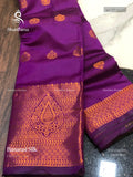 Banarasi Silk Flowers Flower  Light Violet Copper Color