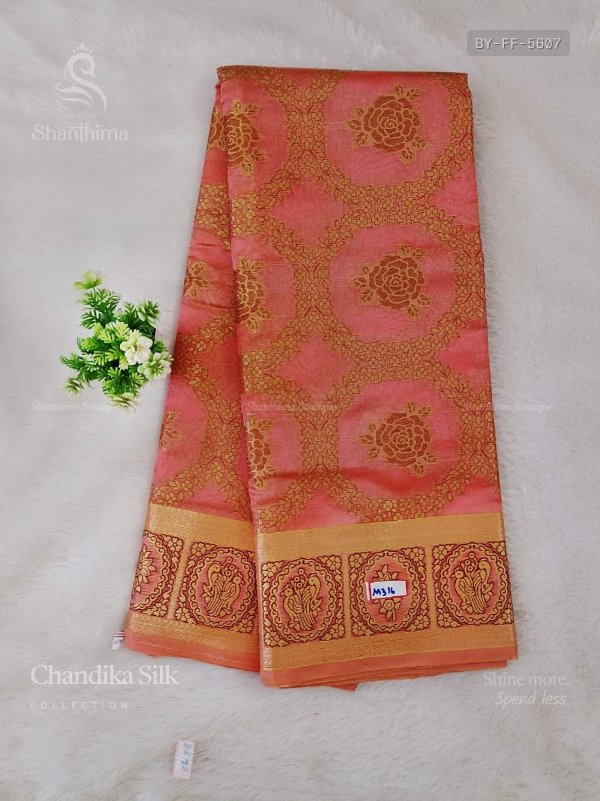 Chandika Silk Flowers Flower Peach Gold