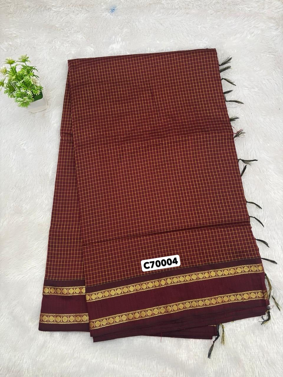Arani Cotton Checked Maroon
