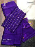Crush Chiffon  Plain Plain Border Violet Violet