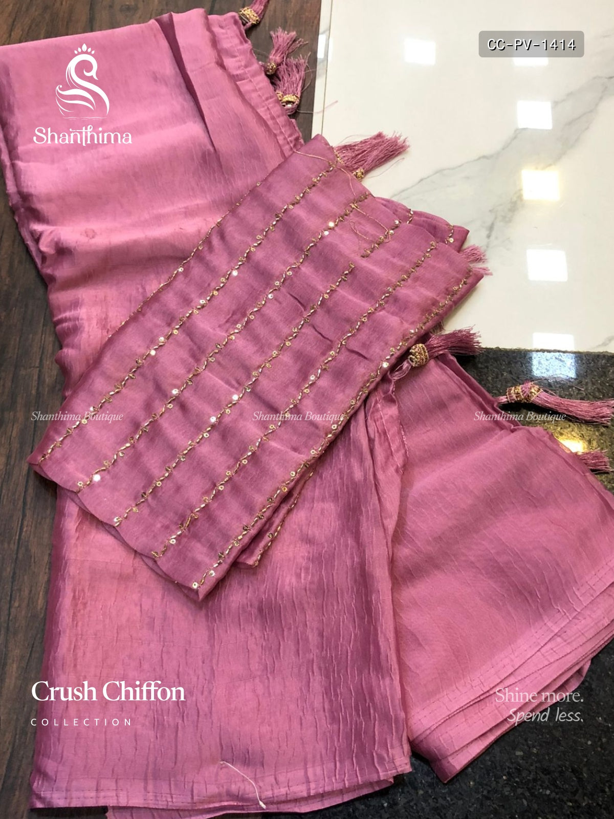Crush Chiffon  Plain Plain Border Onion Pink Onion Pink