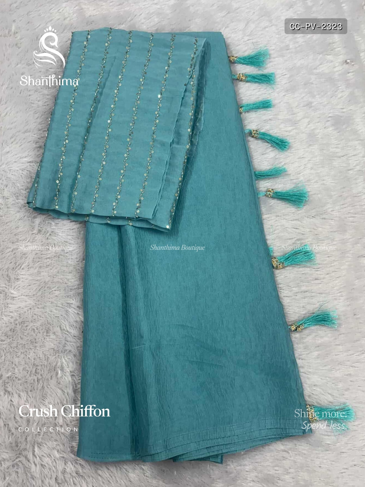 Crush Chiffon  Plain Plain Border Sky Blue Sky Blue