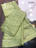 Crush Chiffon  Plain Plain Border Pista Green Pista Green