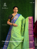 Chettinad Cotton Ganga Jamuna Buttas Mango Flower Motif Dual Shade Green Magenta