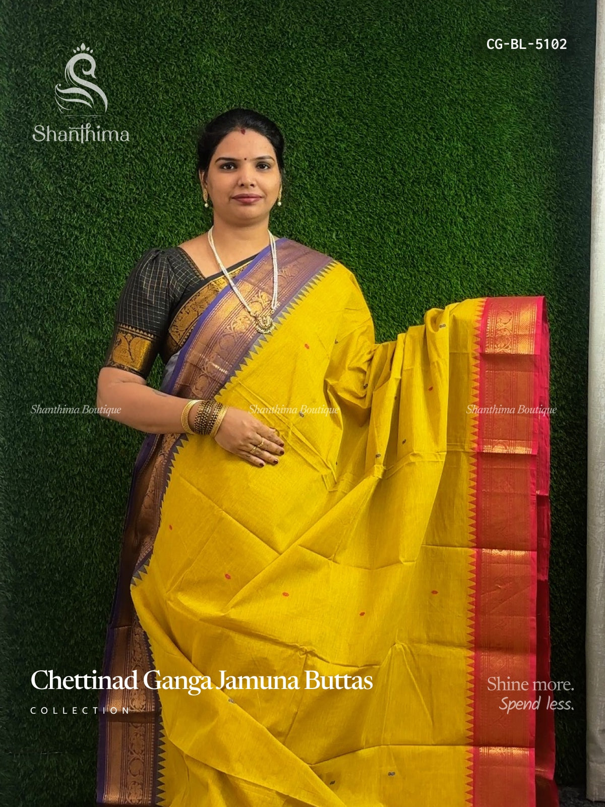 Chettinad Cotton Ganga Jamuna Buttas Mango Flower Motif Dual Shade Yellow Pink