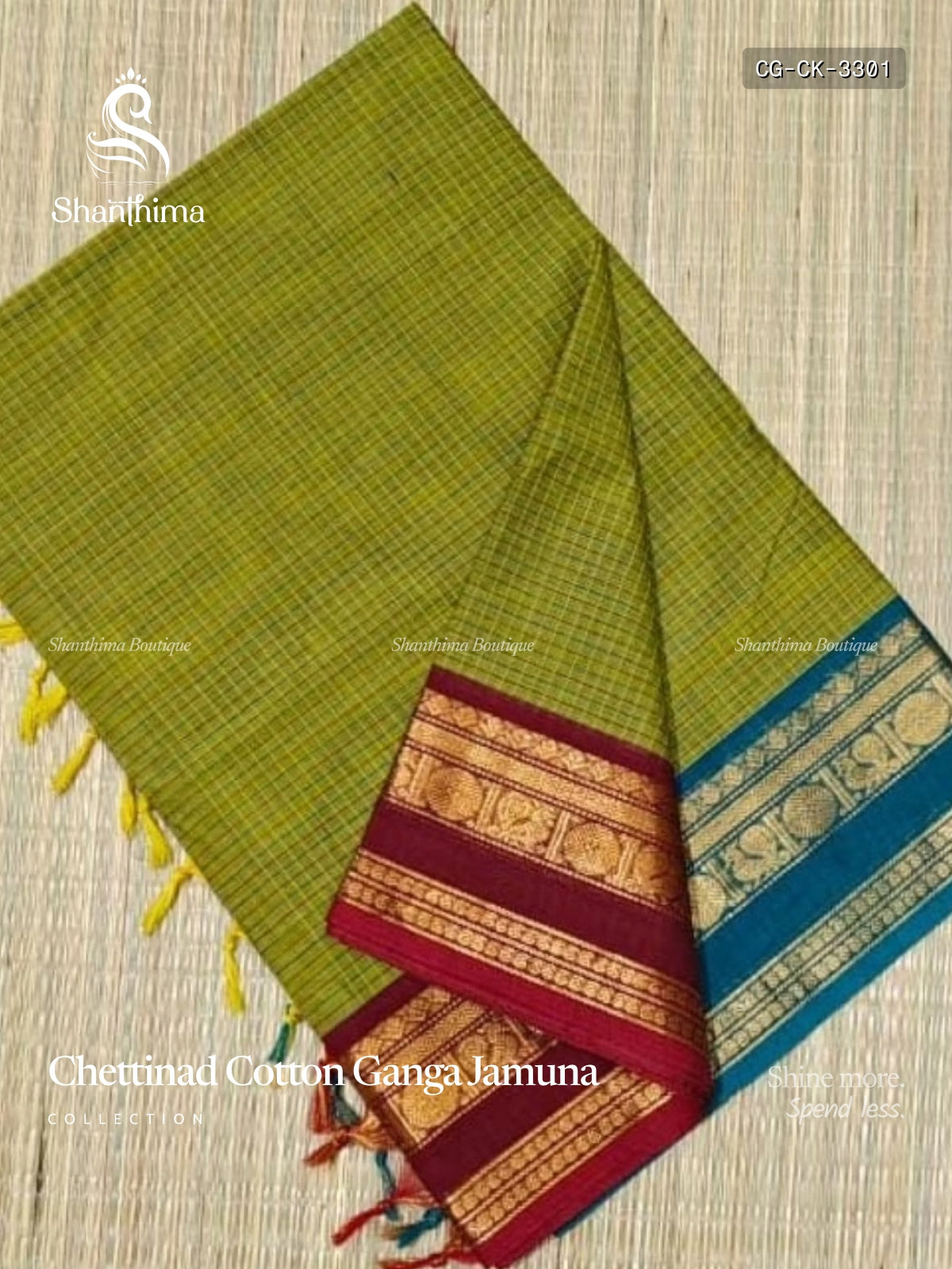 Chettinad Cotton Ganga Jamuna Checks Peacock Chakra Elachi Green Red