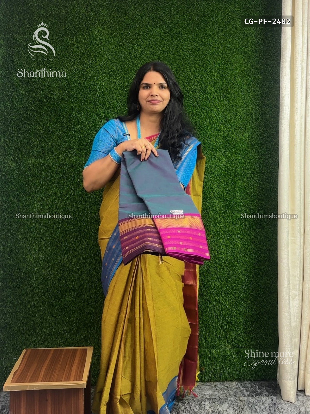 Chettinad Cotton Ganga Jamuna Plain Flower Peacock Blue Pink