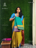 Chettinad Cotton Ganga Jamuna Plain Flower Leaf Green Leaf Green