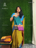 Chettinad Cotton Ganga Jamuna Plain Flower Peacock Green Wine