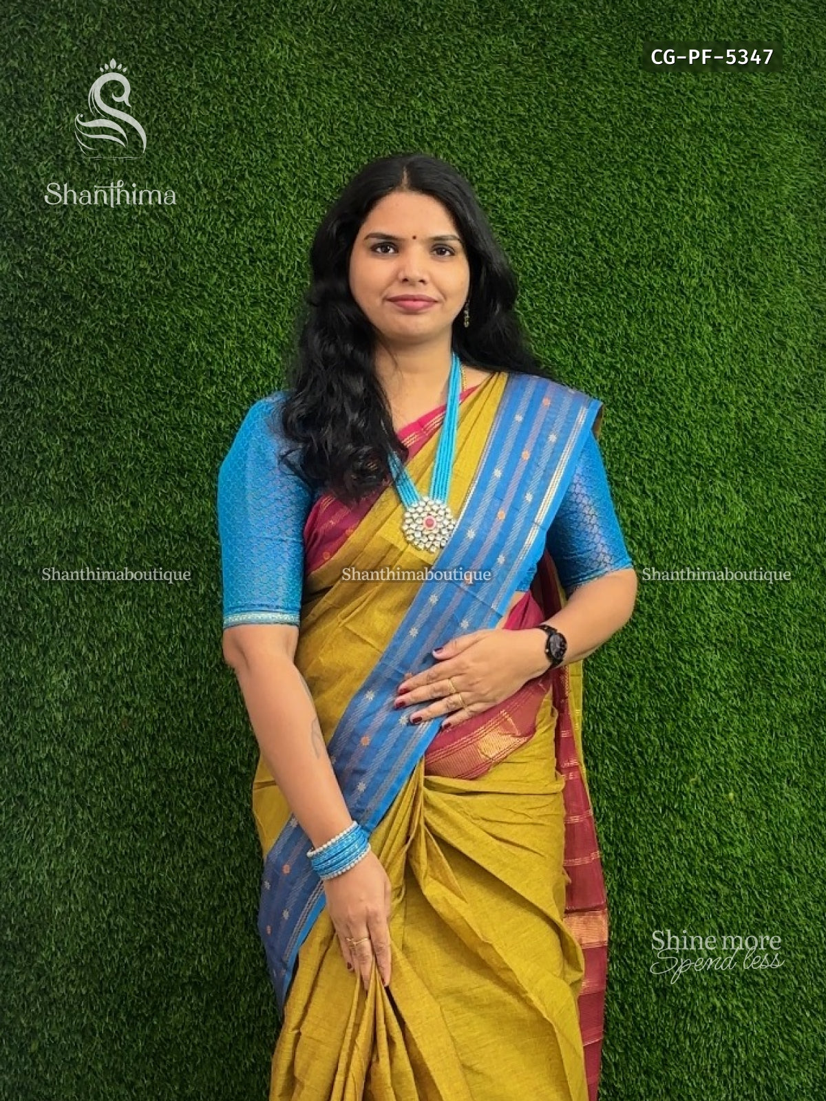 Chettinad Cotton Ganga Jamuna Plain Flower Olive Green Magenta