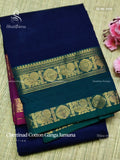 Chettinad Cotton Ganga Jamuna Plain Peacock Chakra Navy Blue Peacock Green