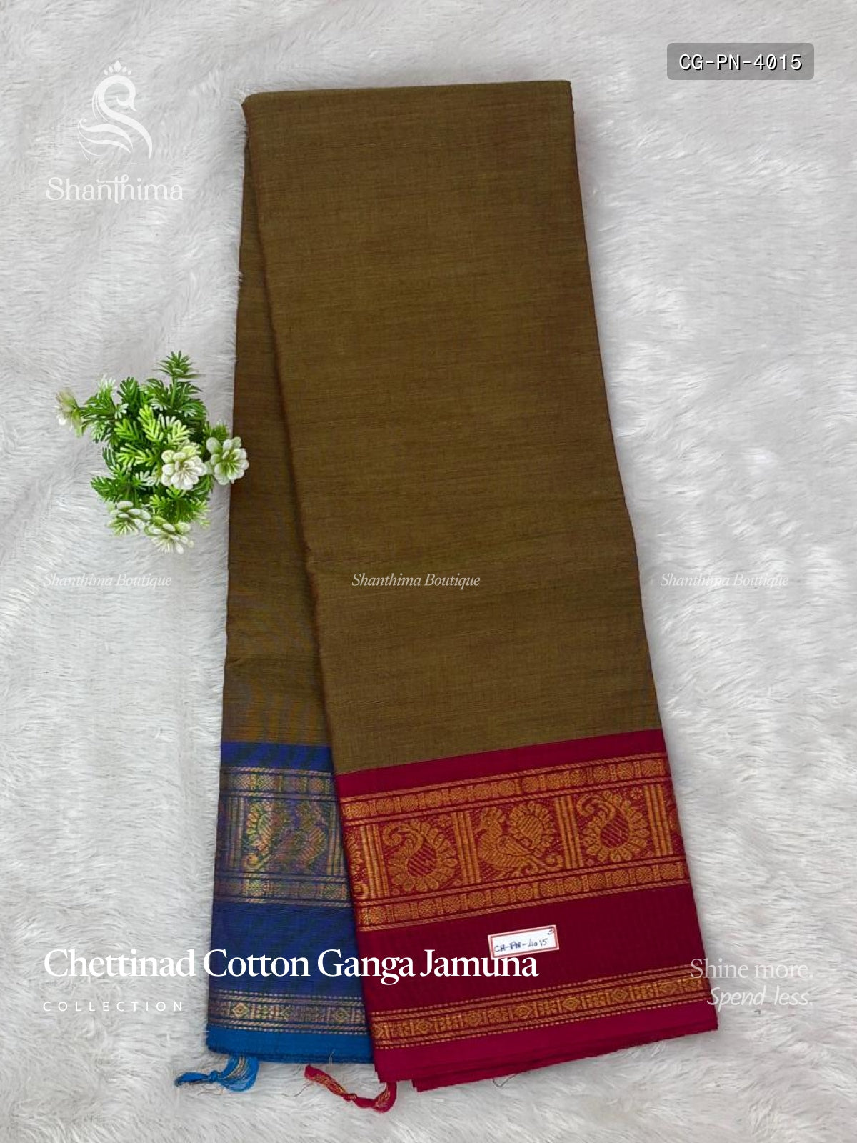 Chettinad Cotton Ganga Jamuna Plain Mango Peacock Light Brown Rose