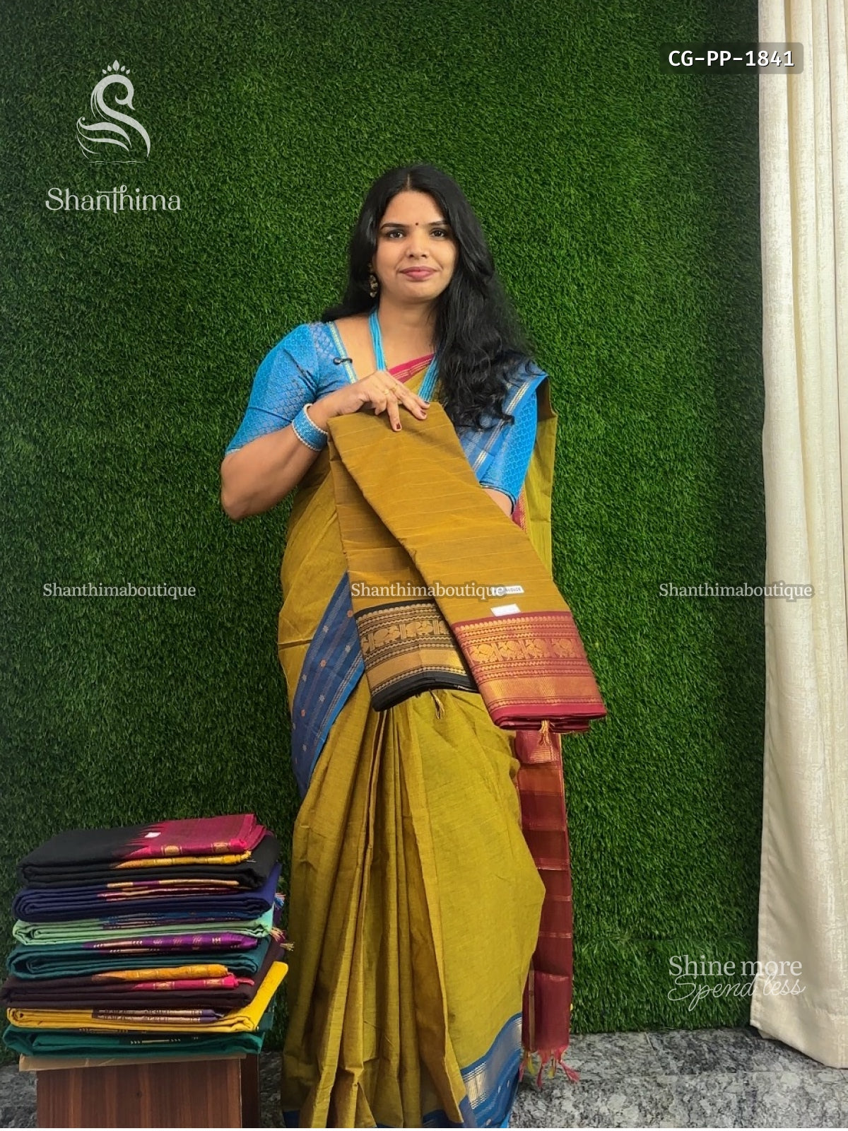Chettinad Cotton Ganga Jamuna Plain Peacock Dual Shade Mustard Maroon