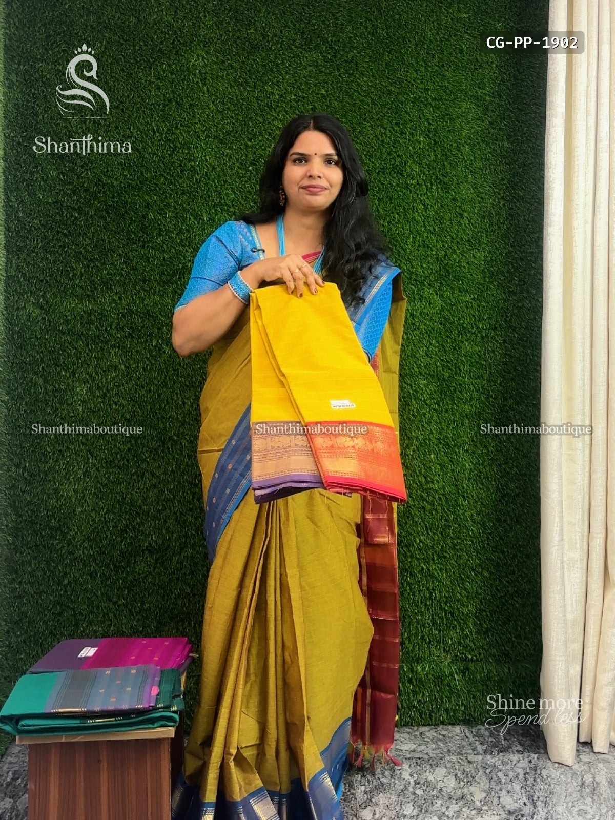 Chettinad Cotton Ganga Jamuna Plain Peacock Lemon Pink