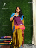 Chettinad Cotton Ganga Jamuna Plain Peacock Wine Pink