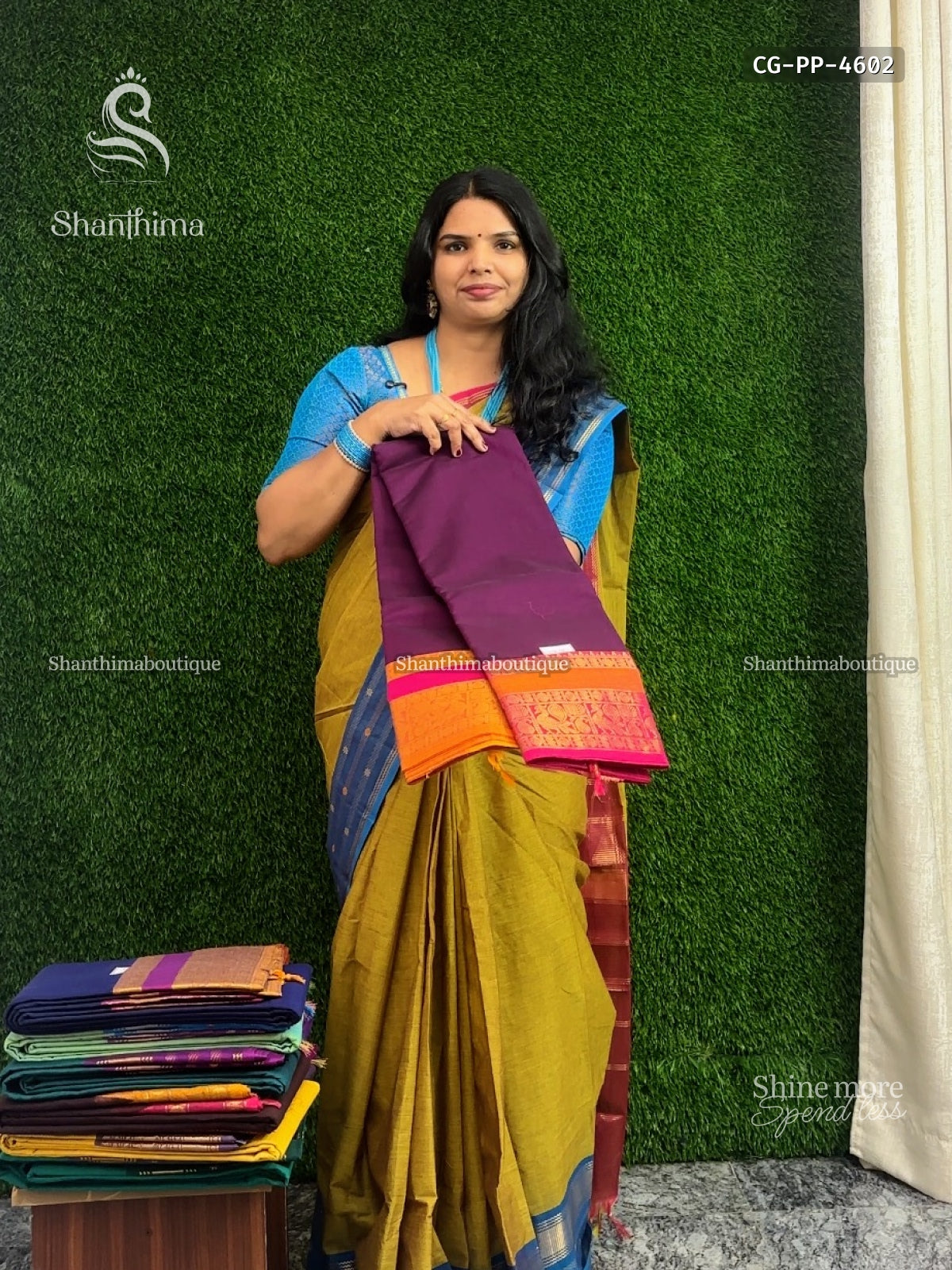 Chettinad Cotton Ganga Jamuna Plain Peacock Wine Pink