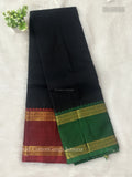 Chettinad Cotton Ganga Jamuna Plain Chakra Star Black Green