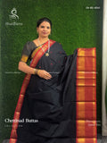 Chettinad Cotton Buttas Stripes Black Maroon