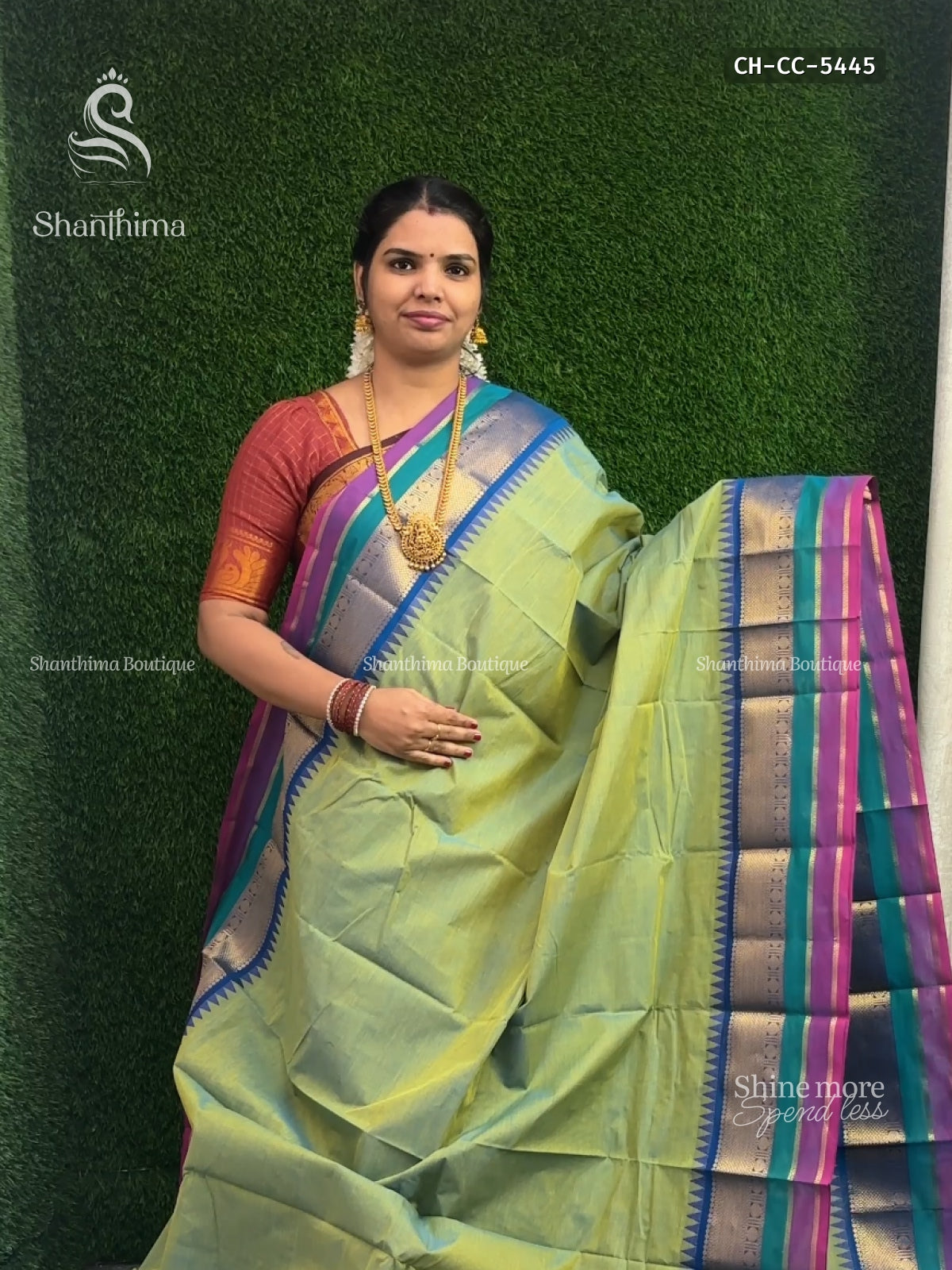 Chettinad Cotton Plain Chakra Teal Green Lavender
