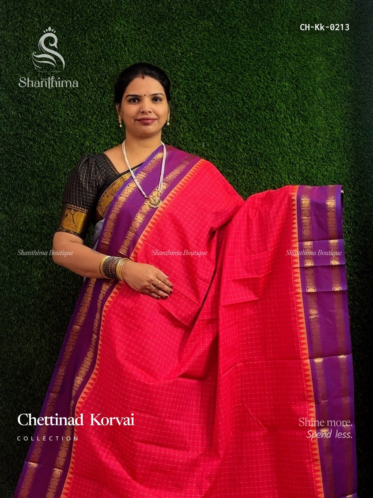 Chettinad Cotton Korvai Peacock Chakra Pink Violet