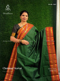 Chettinad Cotton Korvai Peacock Chakra Green Maroon