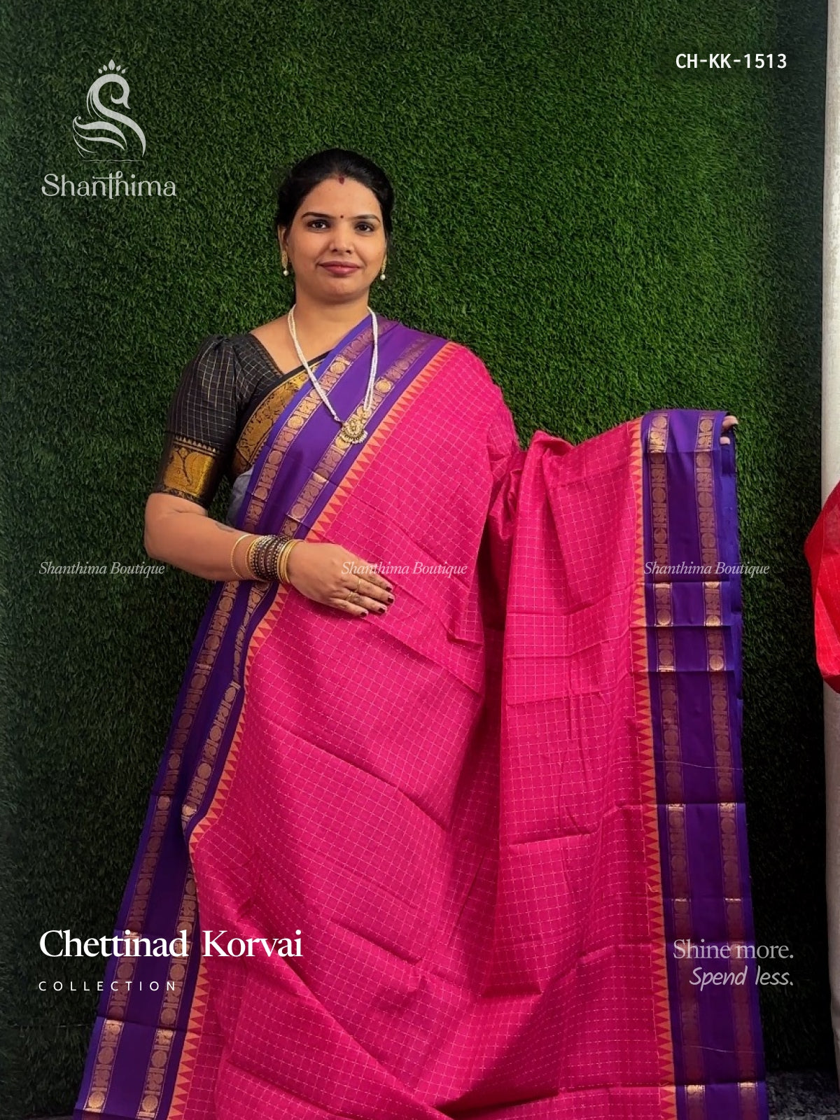 Chettinad Cotton Korvai Peacock Chakra Rose Violet