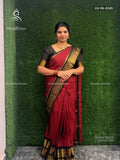 Chettinad Cotton Plain Peacock Elephant Red Black