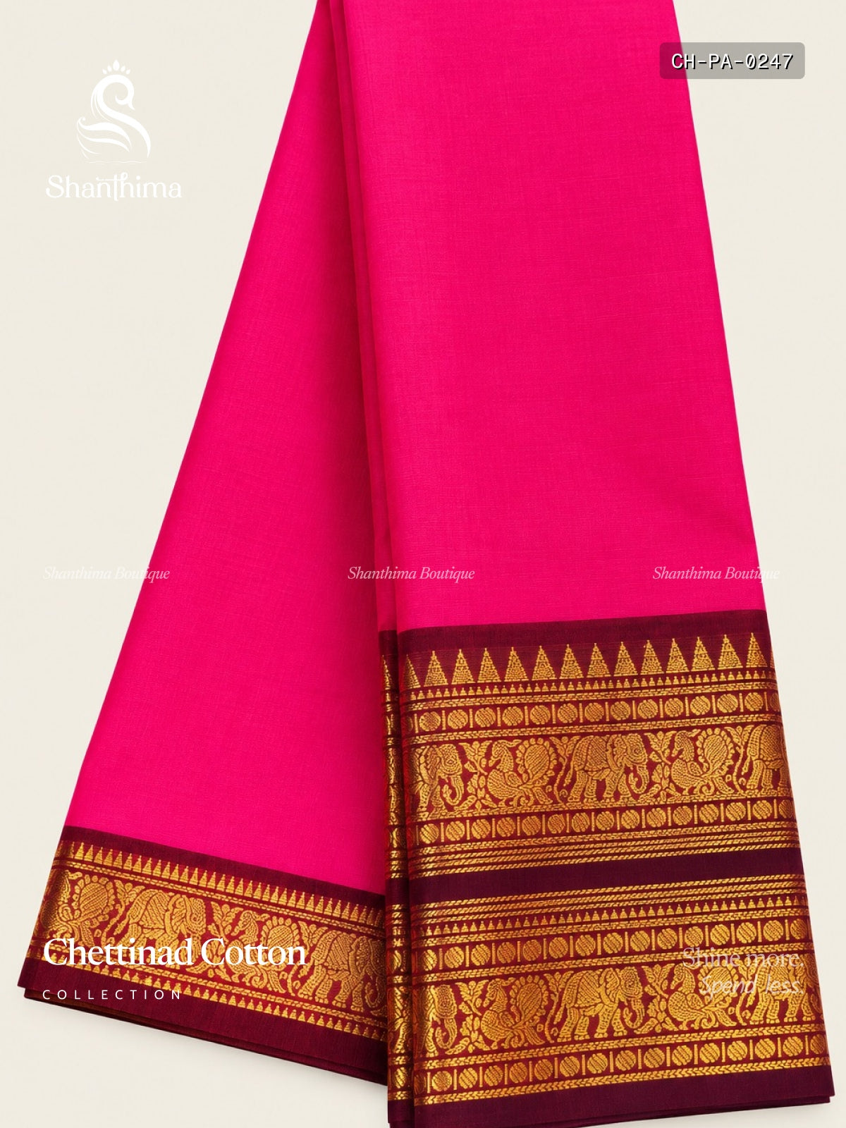 Chettinad Cotton Plain Peacock Elephant Pink Magenta