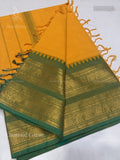 Chettinad Cotton Plain Peacock Elephant Yellow Green