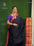 Chettinad Cotton Plain Peacock Elephant Black Red