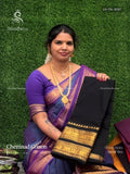 Chettinad Cotton Plain Peacock Elephant Black Gold