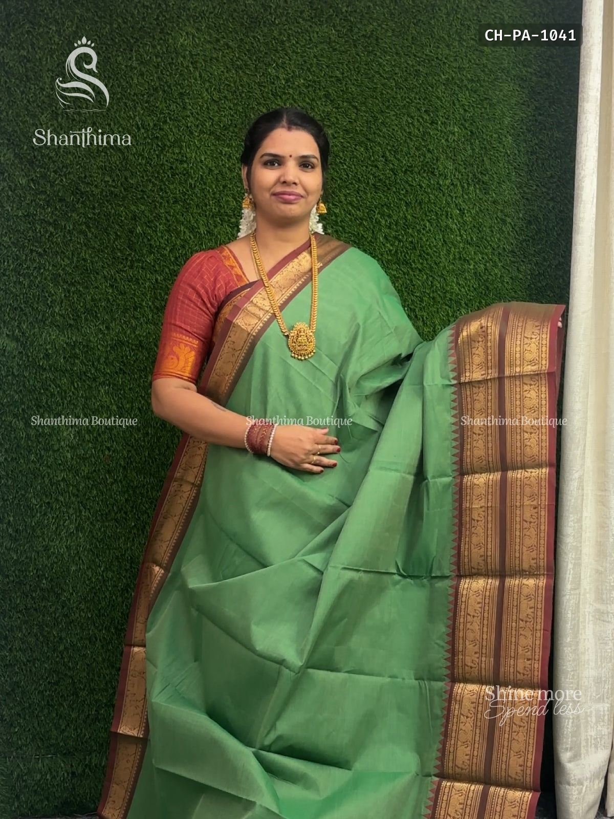 Chettinad Cotton Plain Peacock Elephant Green Maroon