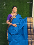 Chettinad Cotton Plain Peacock Elephant Blue Navy Blue