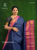 Chettinad Cotton Plain Peacock Elephant Navy Blue Magenta