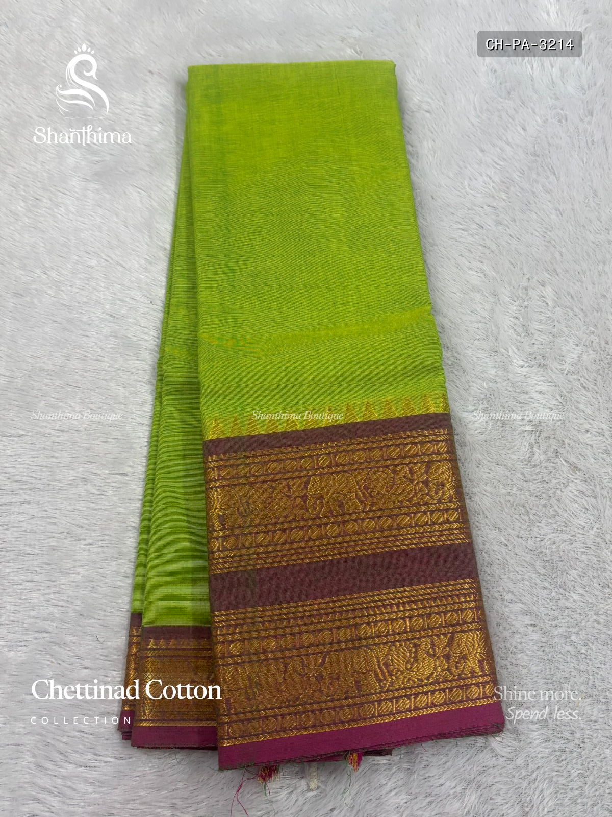 Chettinad Cotton Plain Peacock Elephant Parrot Green Onion Pink