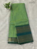 Chettinad Cotton Plain Peacock Elephant Dual Shade Green Dual Shade Blue