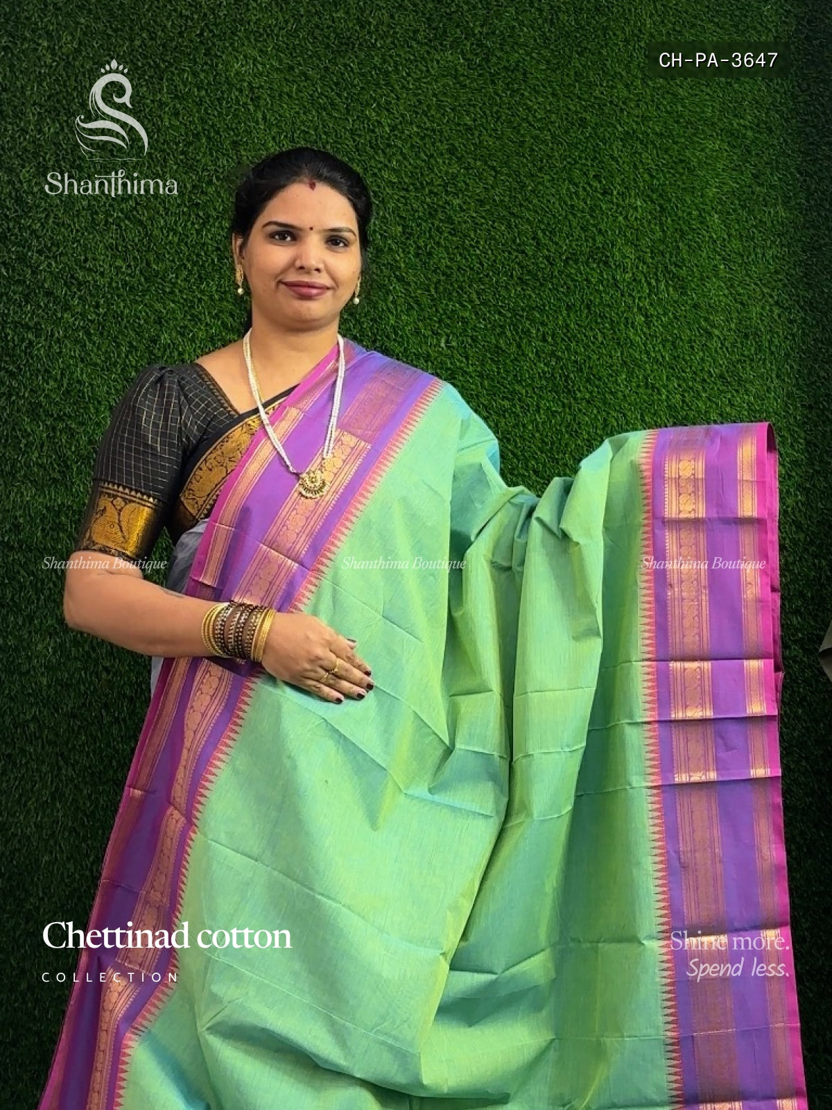 Chettinad Cotton Plain Peacock Dual Shade Green Magenta