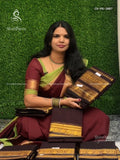 Chettinad Cotton Plain Peacock Elephant Coffee Brown Gold