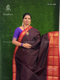 Chettinad Cotton Plain Peacock Elephant Dark Brown Red