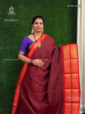 Chettinad Cotton Plain Peacock Elephant Maroon Red
